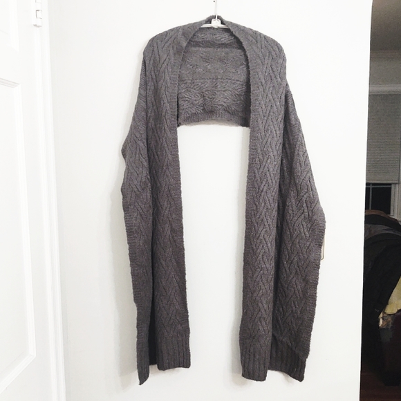 J. Crew Unisex Oversized Gray Alpaca Wool Knit Scarf - Picture 3 of 5